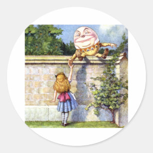 Sticker Rond Alice rencontre Humpty Dumpty au pays des merveill