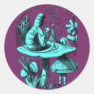Sticker Rond Alice vintage au pays des merveilles Centipede
