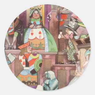Sticker Rond Alice vintage au pays des merveilles, reine des co