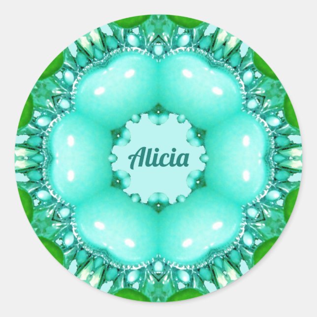 Sticker Rond ALICIA ~ Bright Abstrait Fractal Motif ~ (Devant)