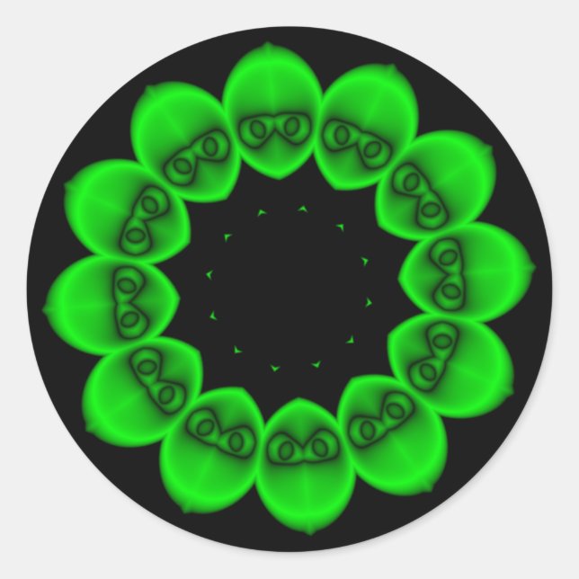 Sticker Rond Alien abstrait vert circulaire (Devant)