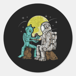 Sticker Rond Alien Astronaute Tattoo Vintage Tattoo Artis