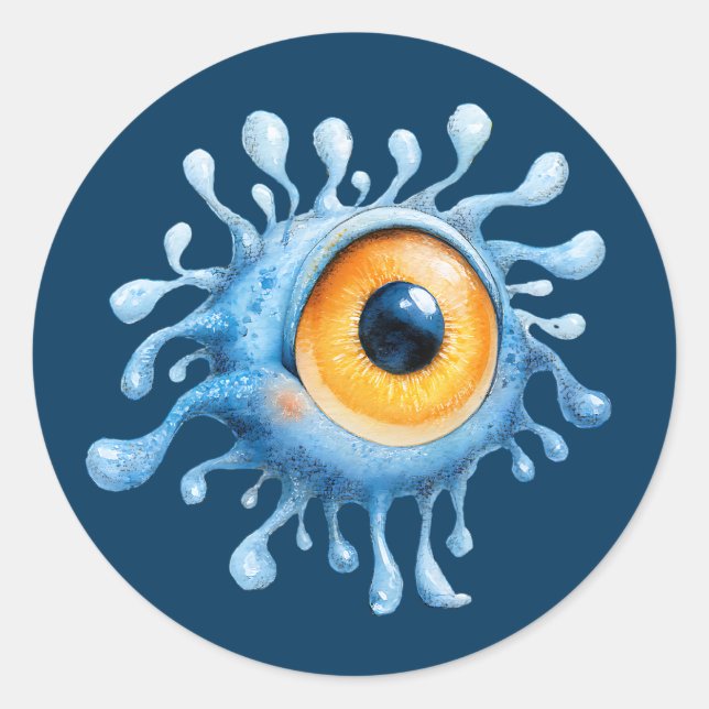 Sticker Rond Alien Cyclope Mignon Extraterrestre Aquarelle  (Devant)