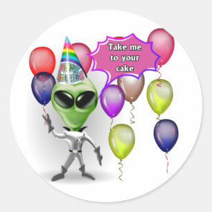 Sticker Rond Alien d'anniversaire