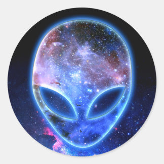 Sticker Rond Alien dans l'espace