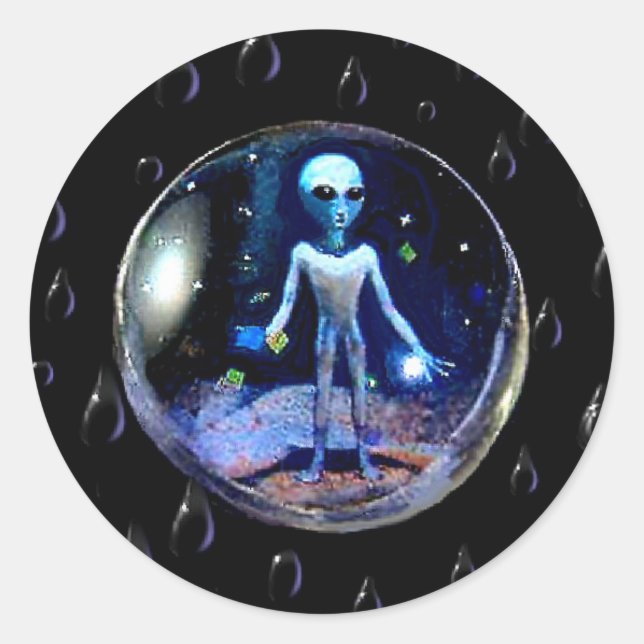 Sticker Rond Alien dans une bulle (Devant)