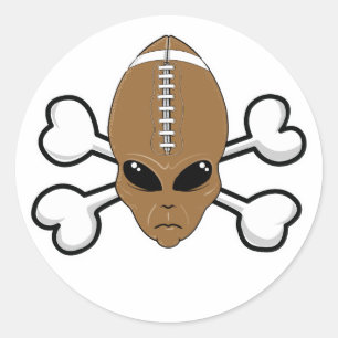 Sticker Rond alien de football Crâne et os croisés