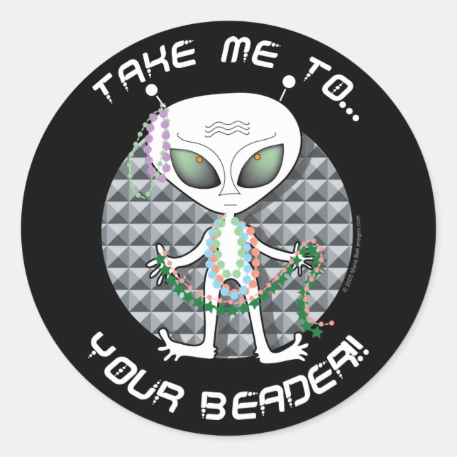 Sticker Rond Alien de perle (Devant)