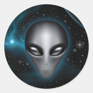 Sticker Rond Alien de Roswell II (autocollant)