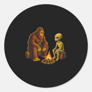 Sticker Rond Alien et bigfoo