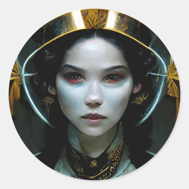 Sticker Rond Alien Girl 2 Science Fiction (Devant)