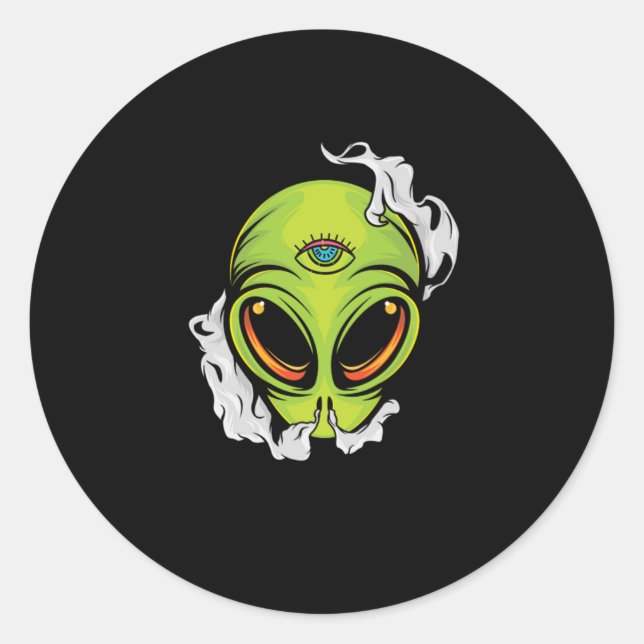 Sticker Rond Alien Head Illuminati Tous Voir Oeil Aliens OVNI (Devant)