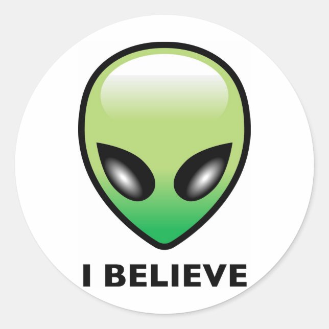 Sticker Rond Alien : Je crois (Devant)
