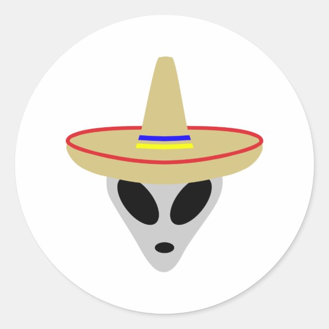 Sticker Rond alien mexicain sombrero (Devant)