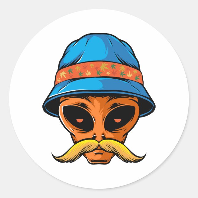 STICKER ROND ALIEN ORANGE (Devant)
