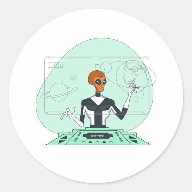 Sticker Rond alien orange (Devant)