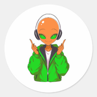 Sticker Rond alien orange