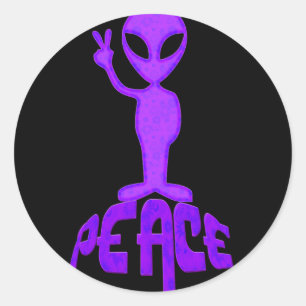 Sticker Rond Alien pourpre de paix