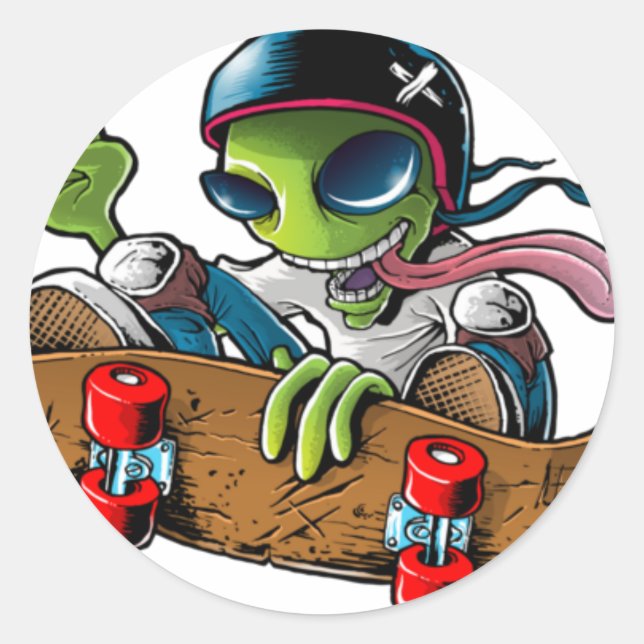 Sticker Rond alien radio "sticker logo" (Devant)
