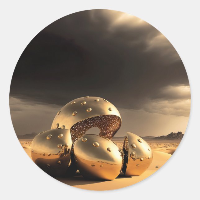 Sticker Rond Alien Relics in the Desert (Devant)