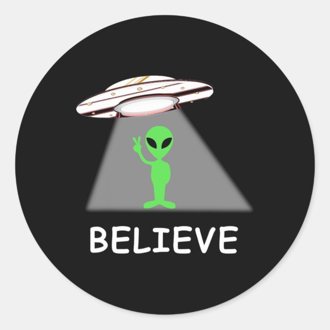 Sticker Rond Alien Shirt - I Believe New Cool Ufo  (Devant)