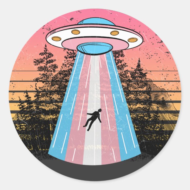 Sticker Rond Alien trans drôle (Devant)