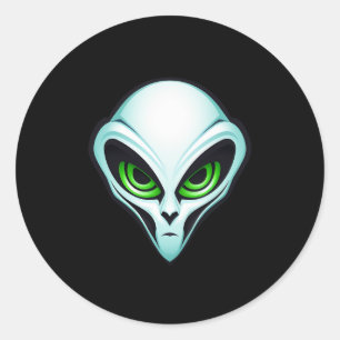 Sticker Rond Alien UFO Abduction espace fête d'anniversaire