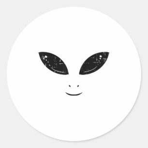 Sticker Rond Alien Visage Drôle Costume Ufo Space Boys Filles E