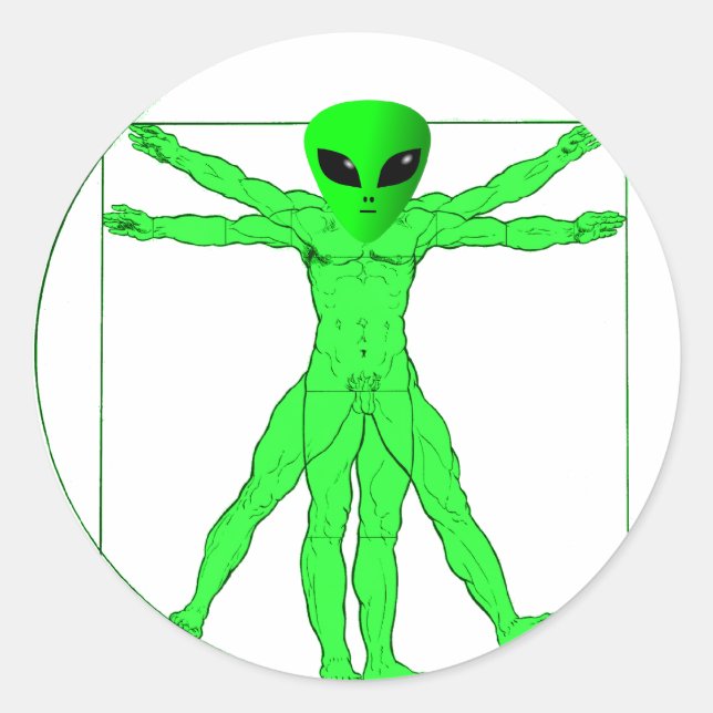 Sticker Rond Alien vitruvien (Devant)