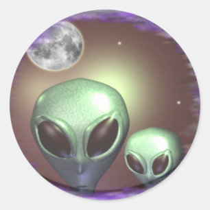 Sticker Rond Aliens gris