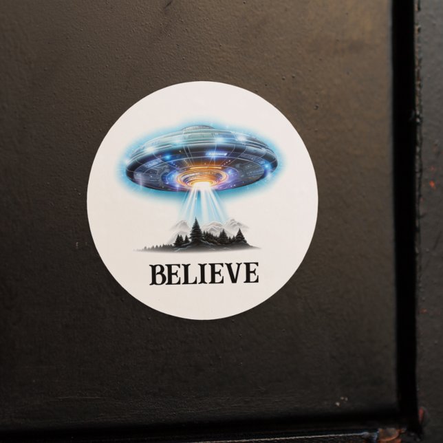 Sticker Rond Aliens UFO Believe (Créateur téléchargé)