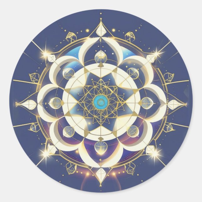 Sticker Rond Alignement Étoile Dorée – Un Univers de Géométrie  (Devant)