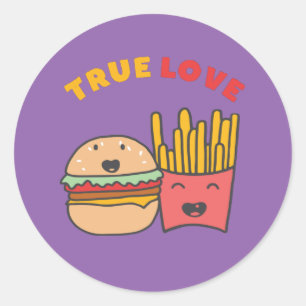 Sticker Rond Alimentation amusante Puns True Love Like Burger a