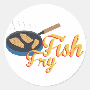 Sticker Rond Alimentation de frites de poisson