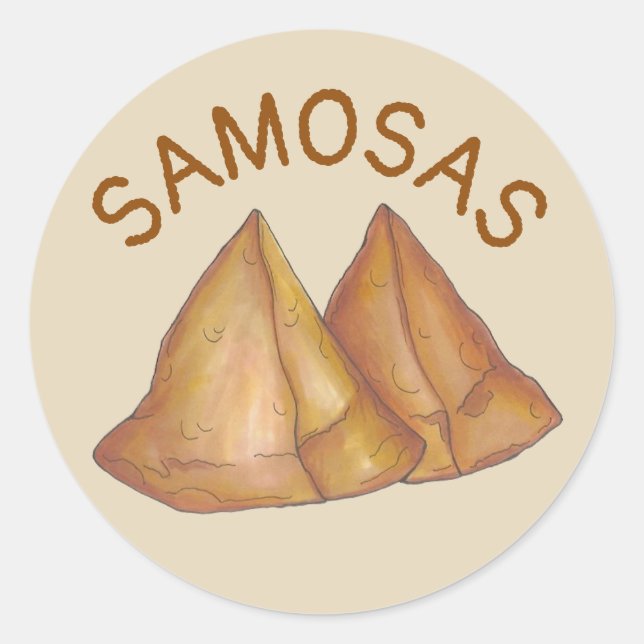 Sticker Rond Alimentation indienne Cuisine végétarienne Samosas (Devant)