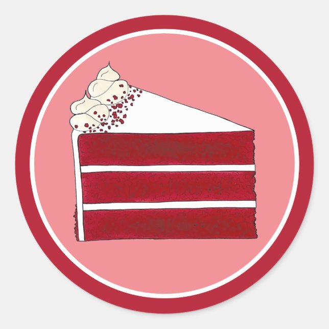 Sticker Rond Alimentation Sud Rouge Velvet Couche de gâteau Bou (Devant)