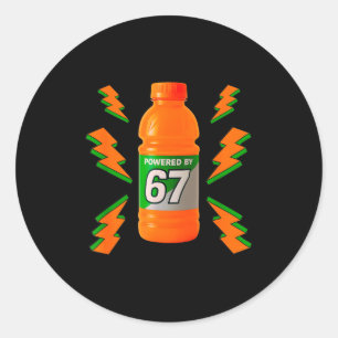Sticker Rond Alimenté par 67 Aura Énergie Drôle 6 7 Mème Six Se