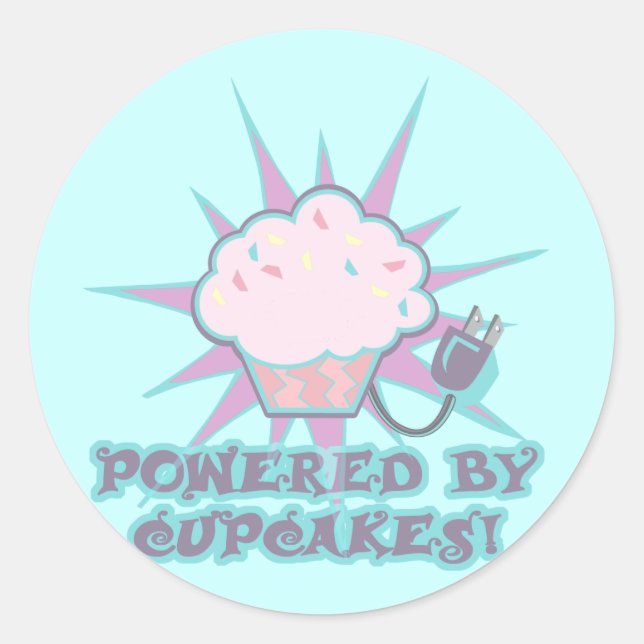 Sticker Rond Alimenté par Cupcakes (Devant)