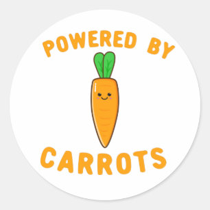Sticker Rond Alimenté par des carottes - Visage de carotte Kawa
