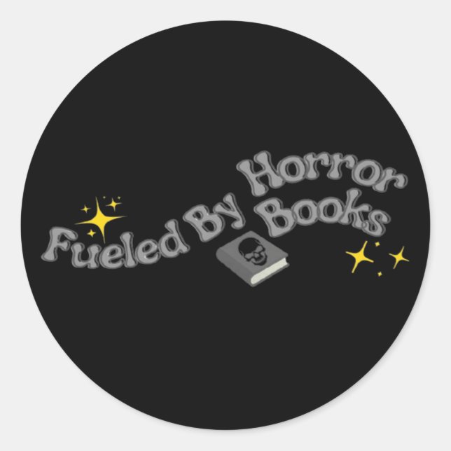 Sticker Rond Alimenté par des livres d'horreur (Devant)