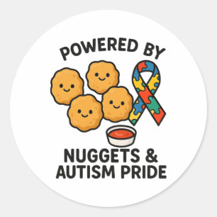 Sticker Rond Alimenté par des nuggets de poulet et fierté de l'
