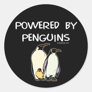 Sticker Rond Alimenté Par Des Pingouins
