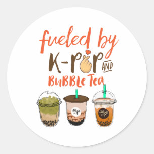 Sticker Rond Alimenté par K-Pop et Bubble Tea amusant Boba Love