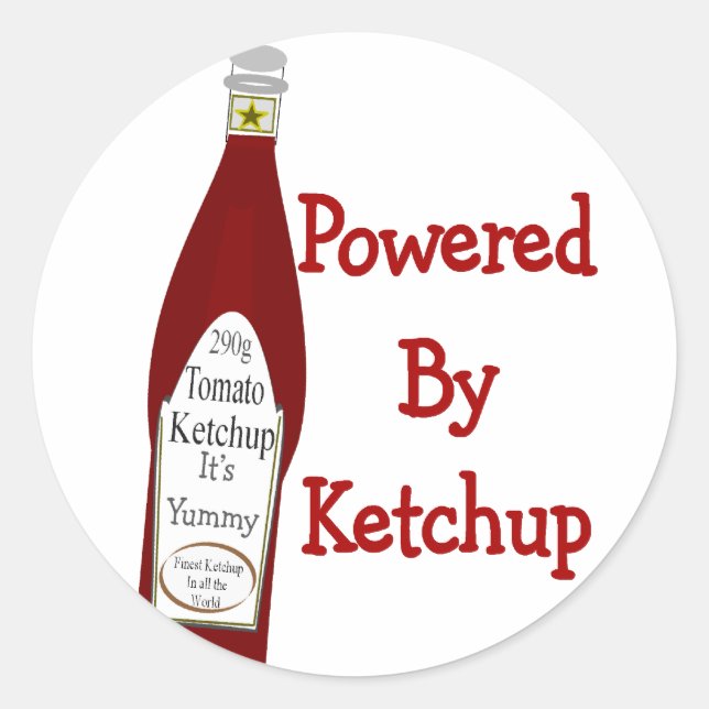 Sticker Rond Alimenté Par Ketchup (Devant)