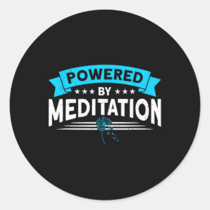 Sticker Rond Alimenté par la méditation Méditation Spirituel Bo