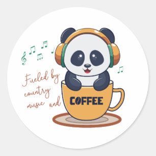 Sticker Rond alimenté par le café et la musique country