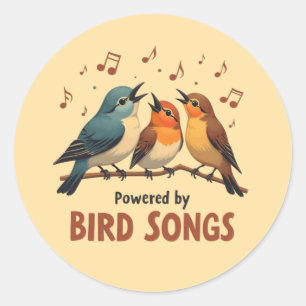 Sticker Rond Alimenté par les chants d'oiseaux
