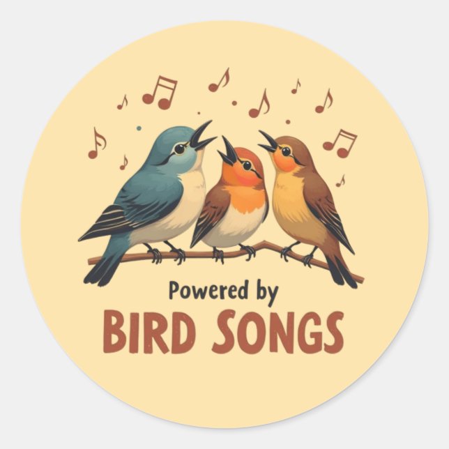 Sticker Rond Alimenté par les chants d'oiseaux (Devant)