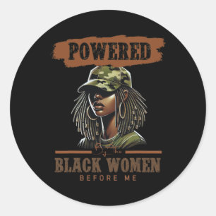 Sticker Rond Alimenté par les femmes noires avant moi Histoire