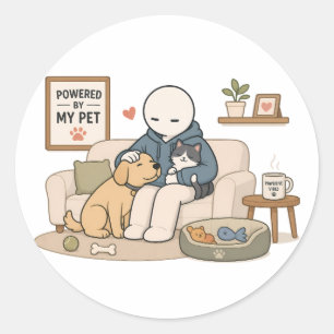 Sticker Rond Alimenté Par Mon Animal De Compagnie Mème Amusant